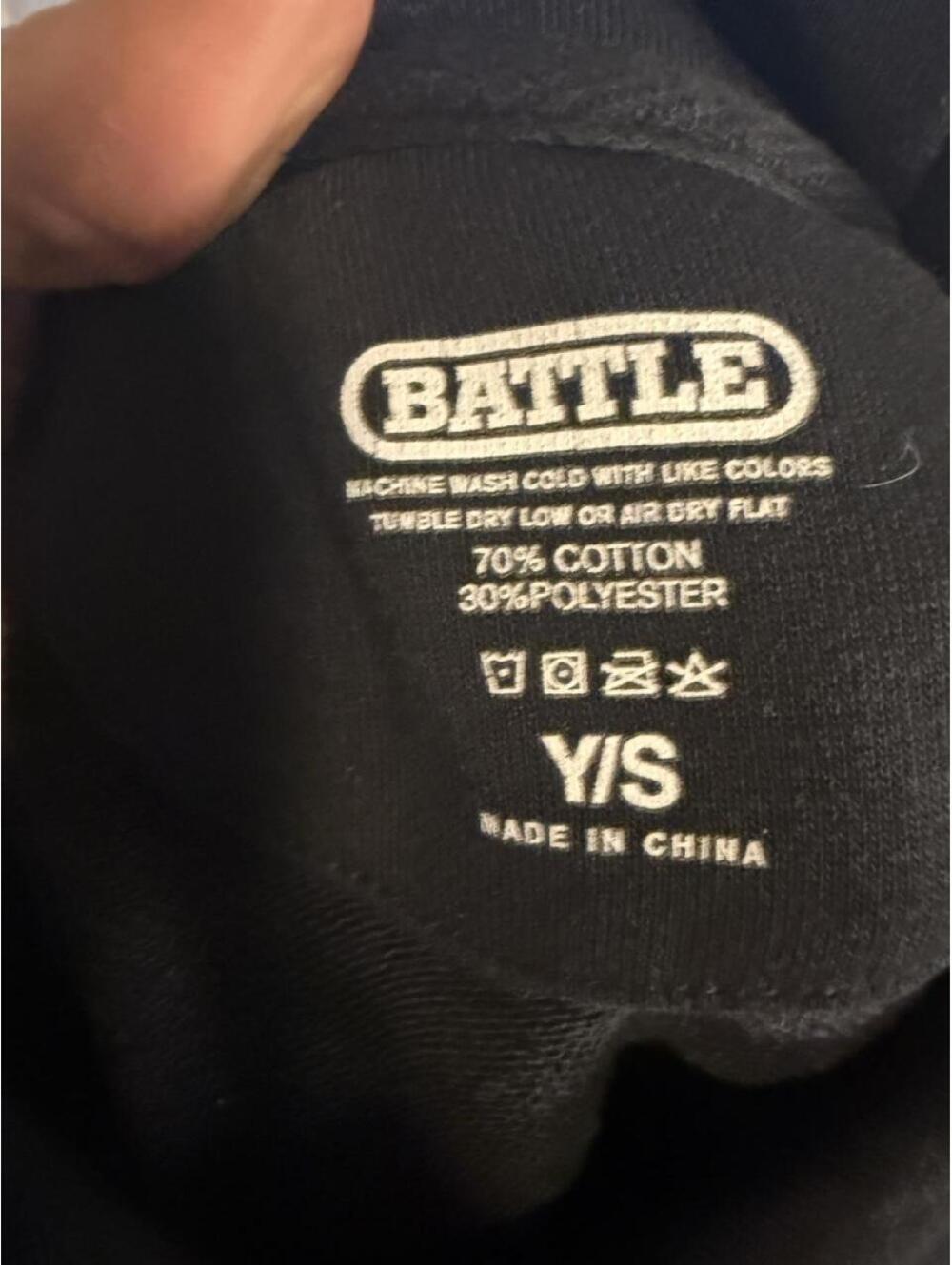 BATTLE Black Hoodie Youth Small Cotton-Polyester Blend - Picture 4 of 4